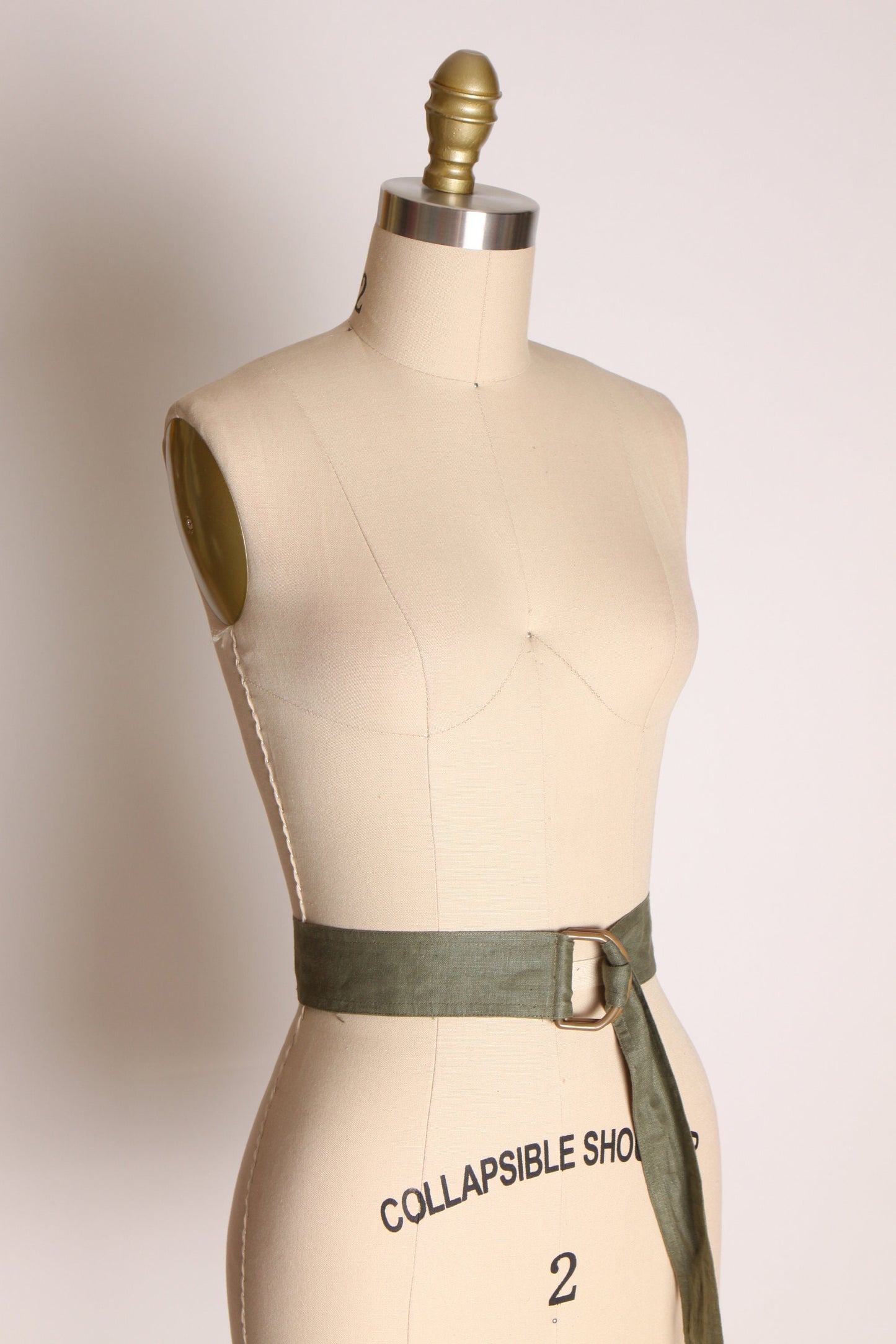 1970s Dark Army Green Fabric Adjustable Belt