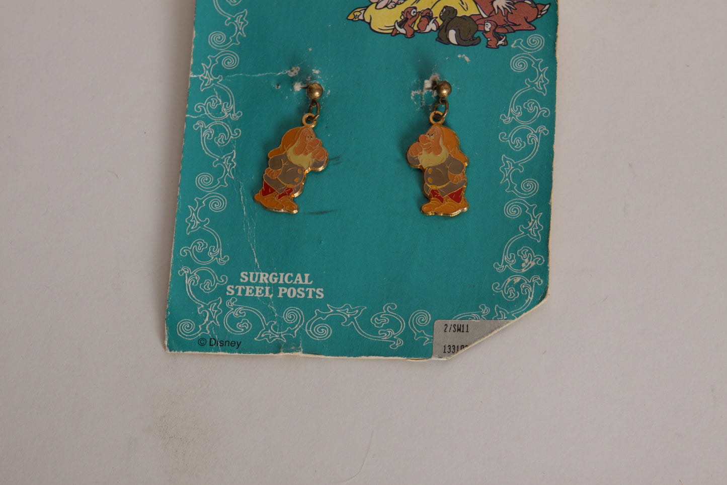 Deadstock 1990s Snow White Doc Metal Dangling Disney Costume Jewelry Earrings