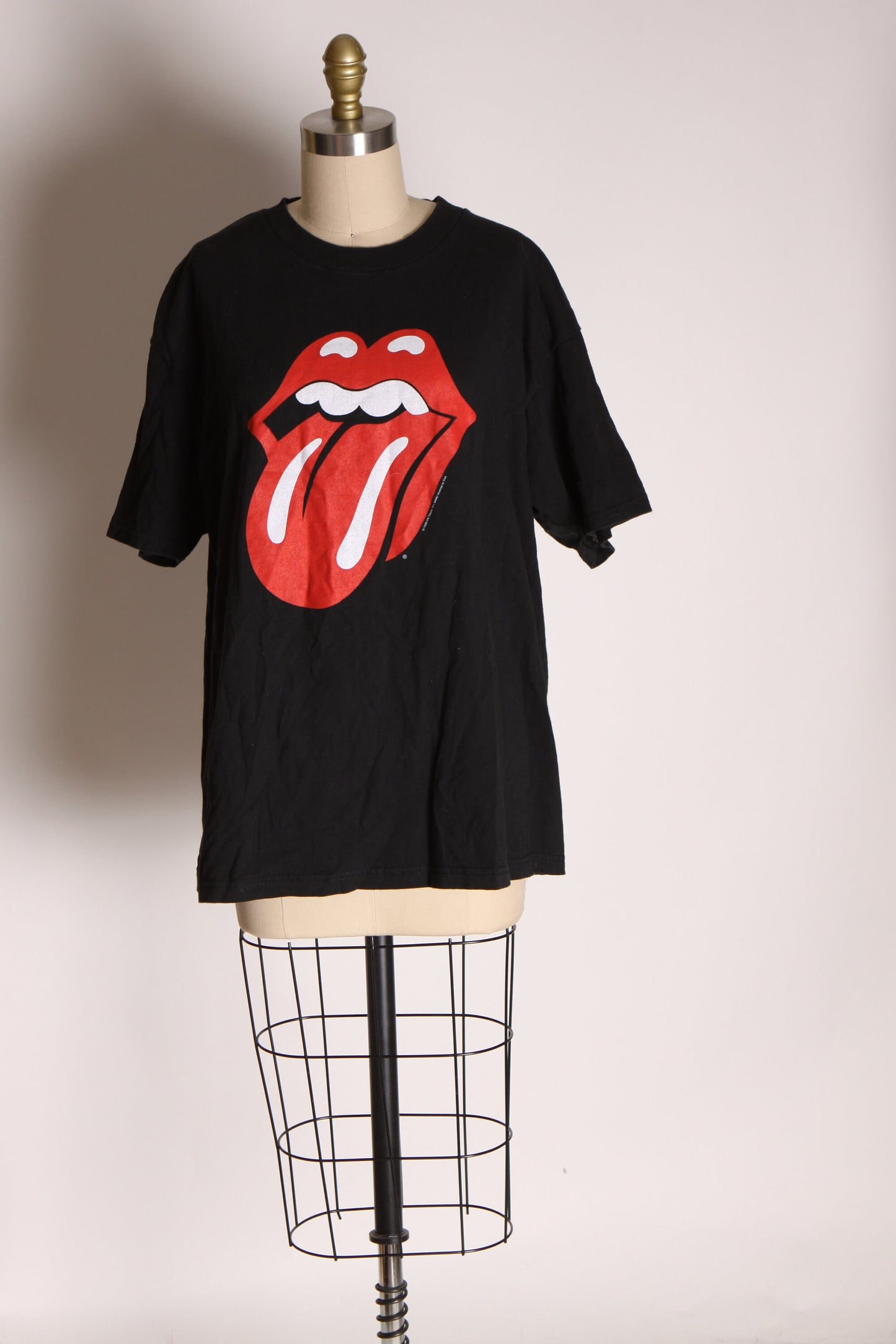 1999 1990s Black, Red and White Rolling Stones Tongue Band Concert T Shirt by All Sport International -L