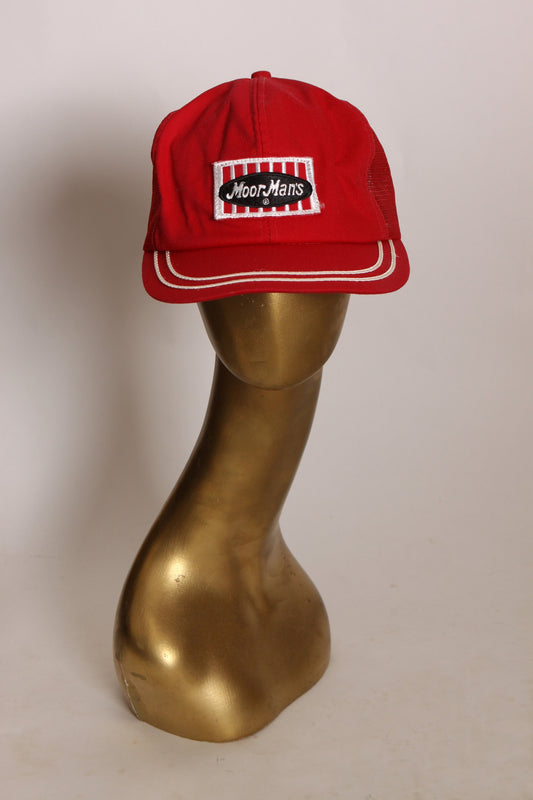 1970s Red and White MoorMan’s Mesh Snap Back Trucker Hat Ball Cap