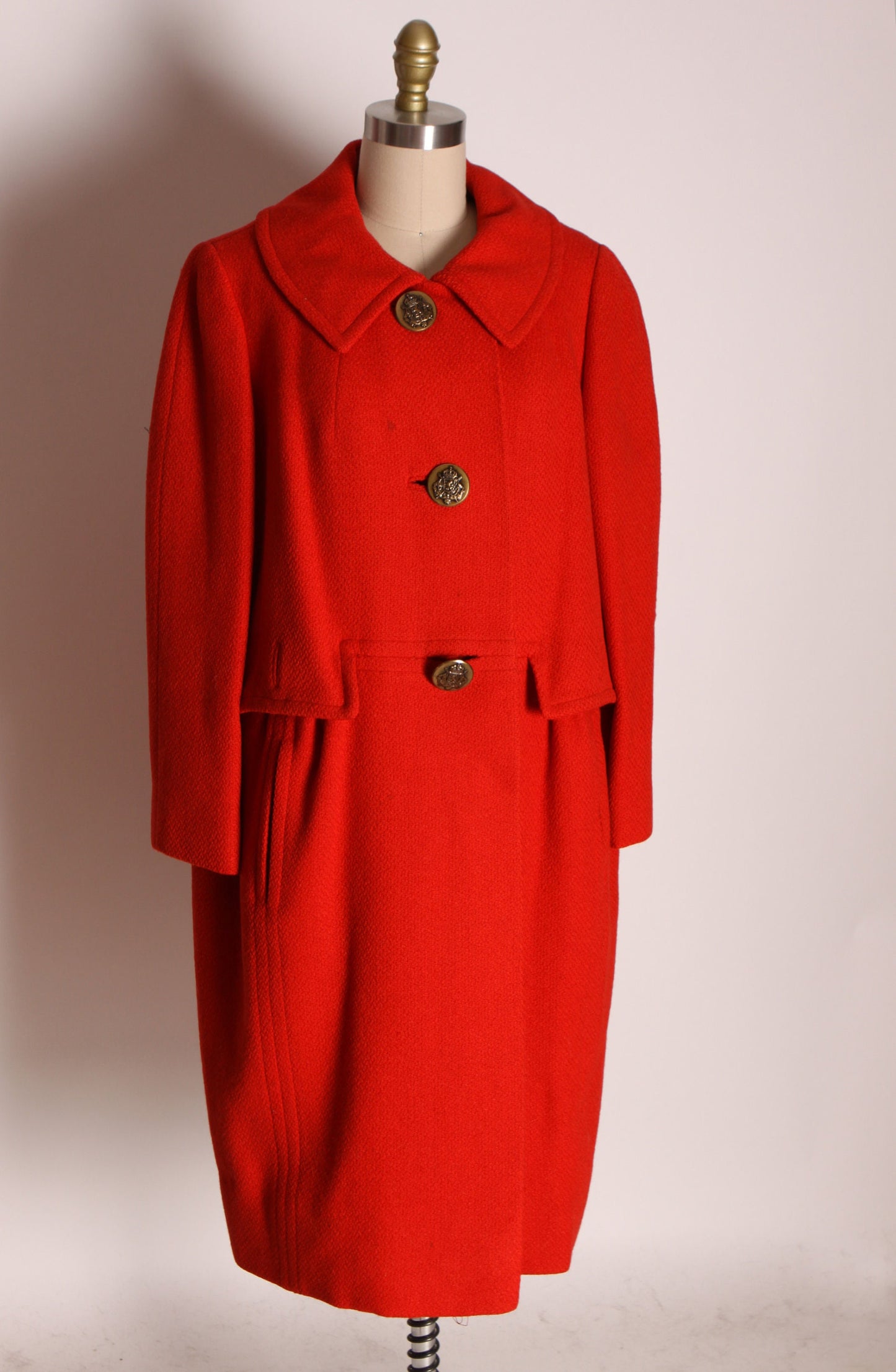 1950s Red Long Sleeve Anchor Button Down Front Outer Pockets Coat by Ben Gershel by Robert Knox -XL