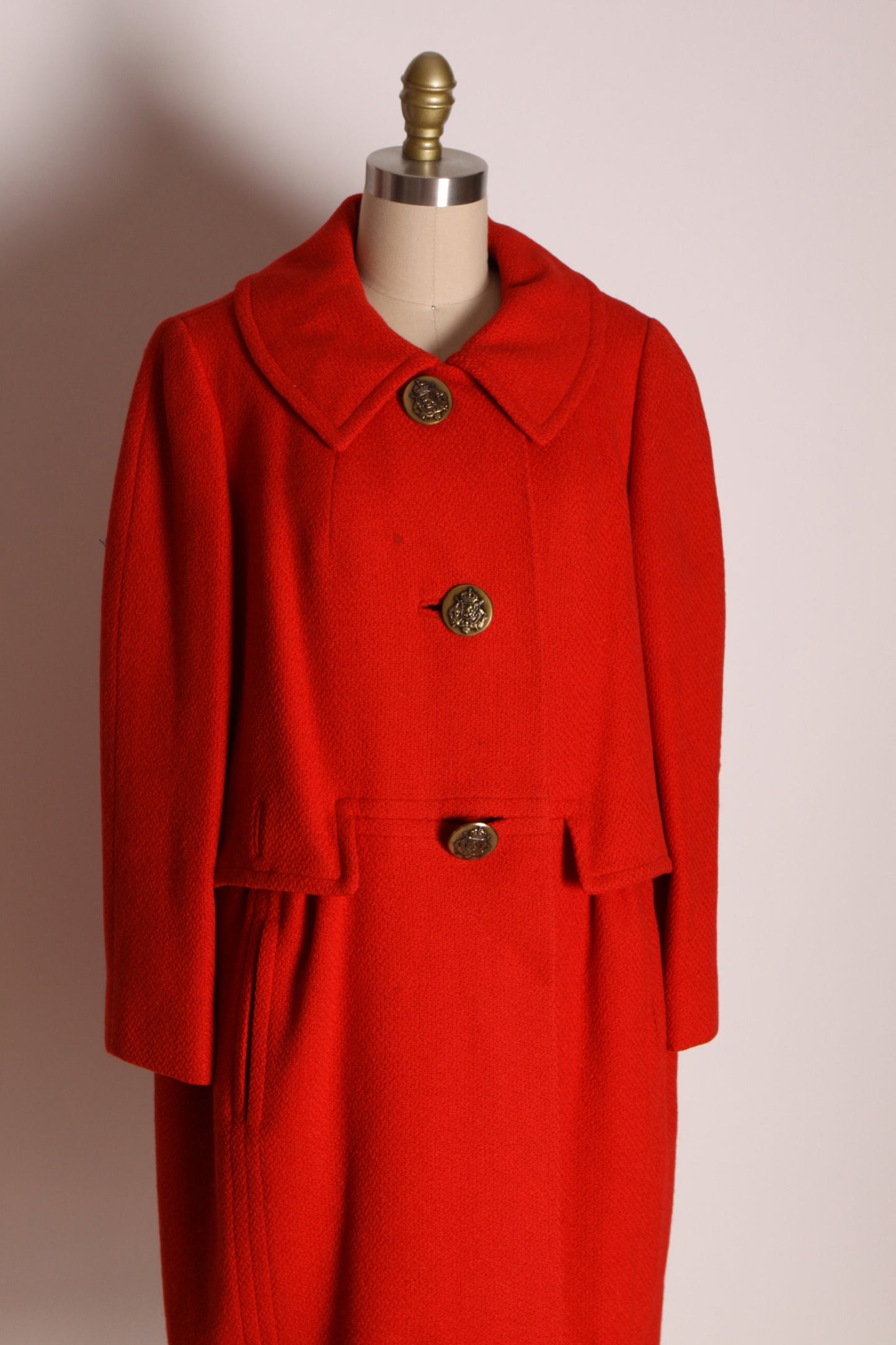 1950s Red Long Sleeve Anchor Button Down Front Outer Pockets Coat by Ben Gershel by Robert Knox -XL