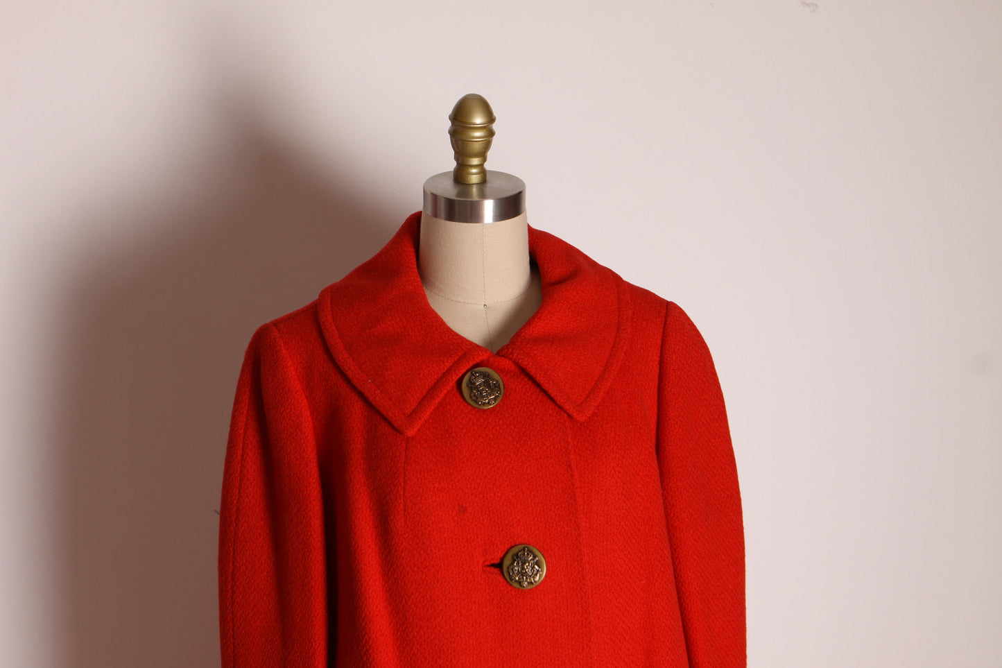 1950s Red Long Sleeve Anchor Button Down Front Outer Pockets Coat by Ben Gershel by Robert Knox -XL