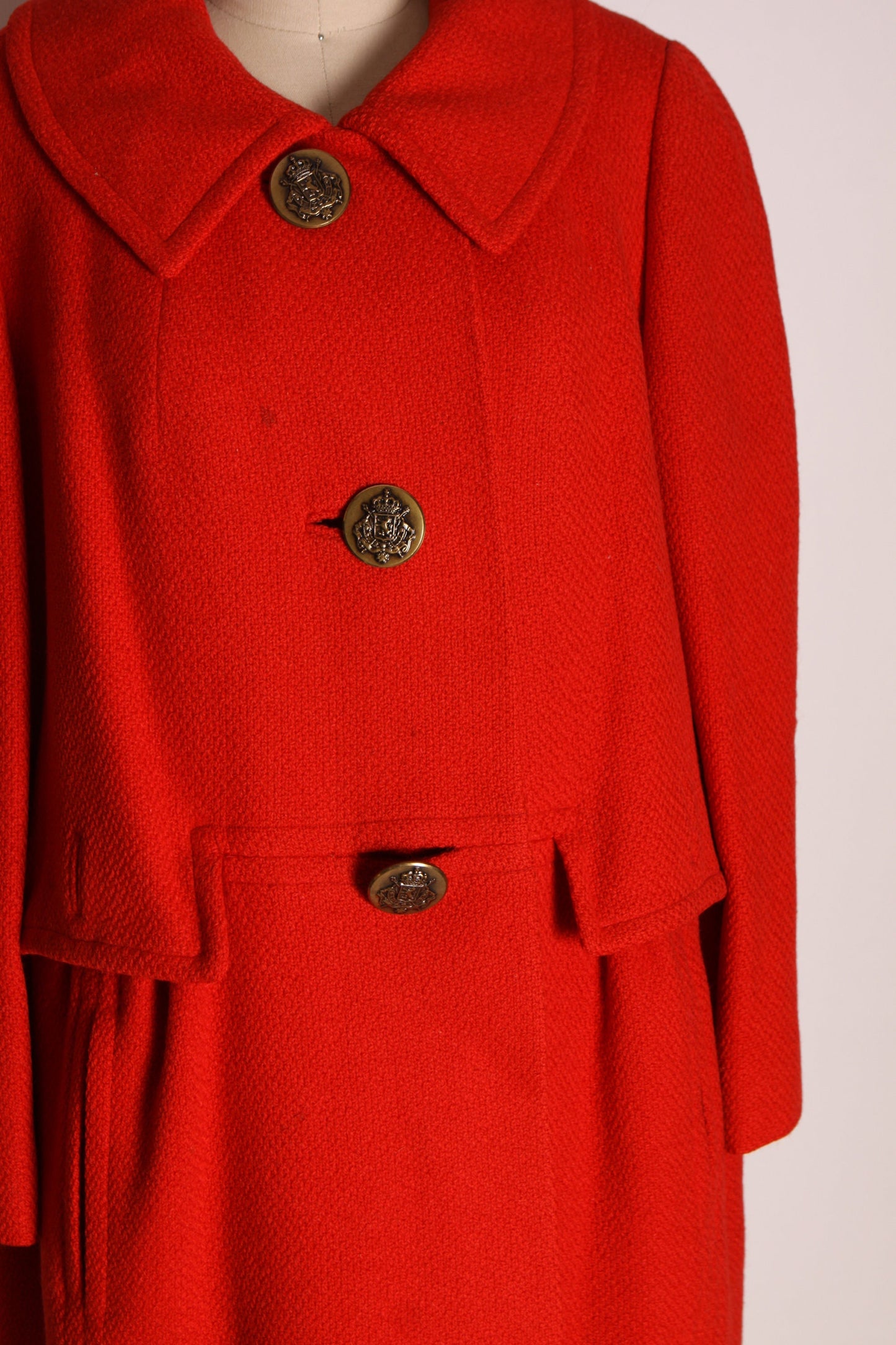 1950s Red Long Sleeve Anchor Button Down Front Outer Pockets Coat by Ben Gershel by Robert Knox -XL