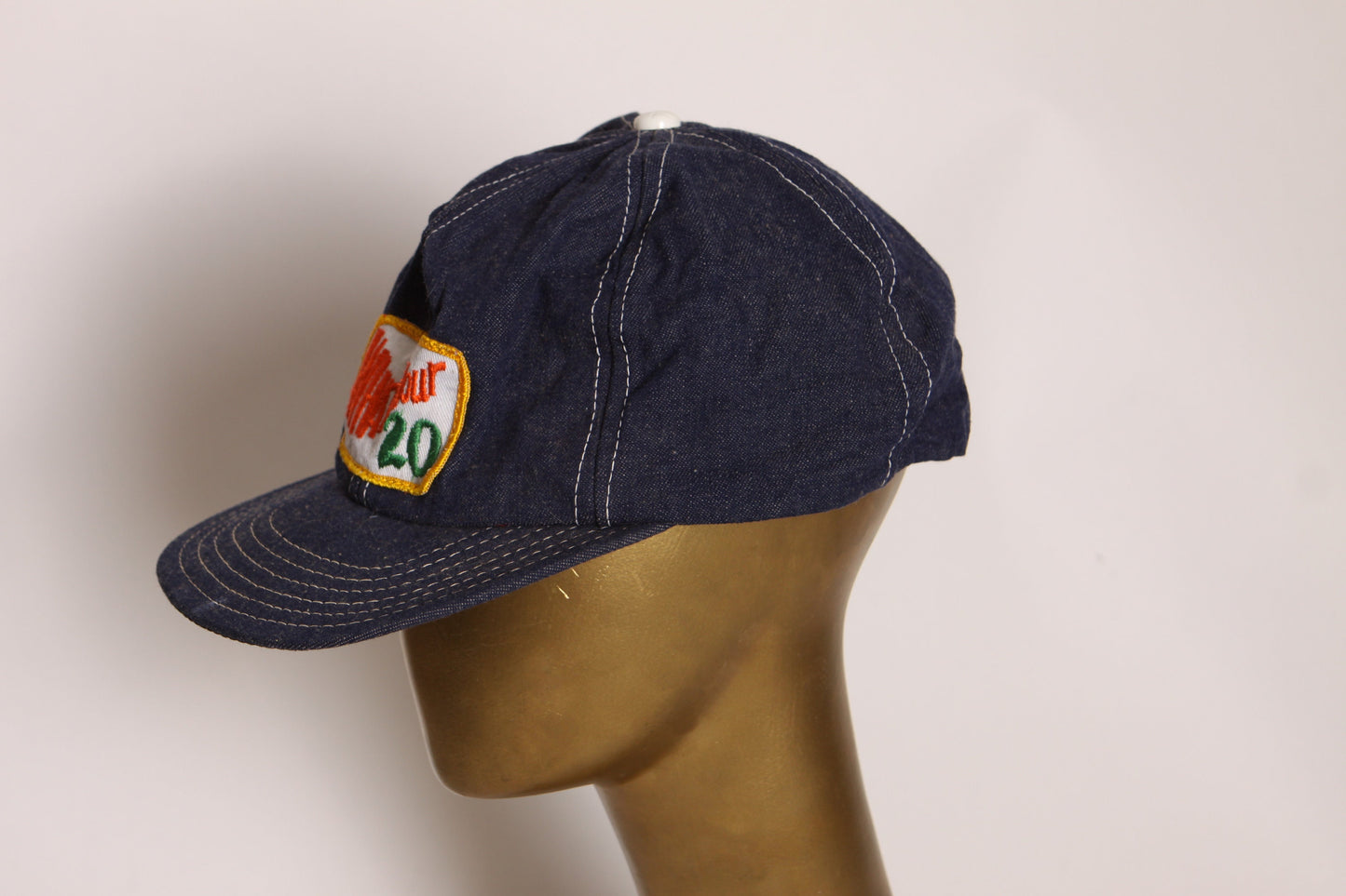 1970s Denim White, Yellow and Green Trucker Whats Your 20 Trucker Hat