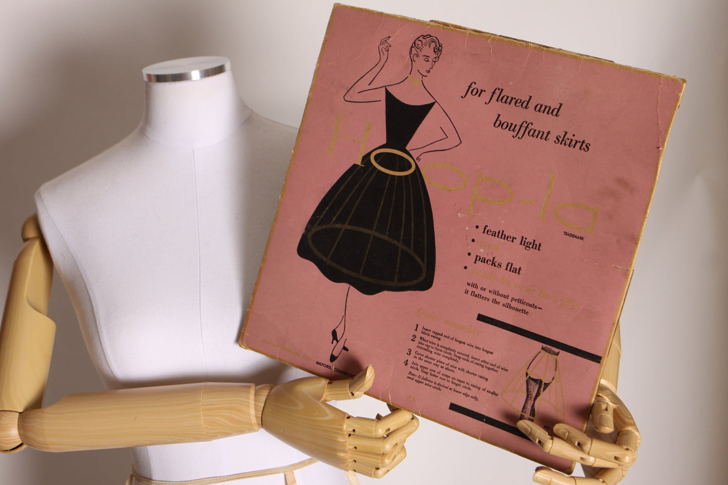 1950s Wire and Fabric Below the Knee Petticoat Hoop Skirt Slip by Hoopla -S-M