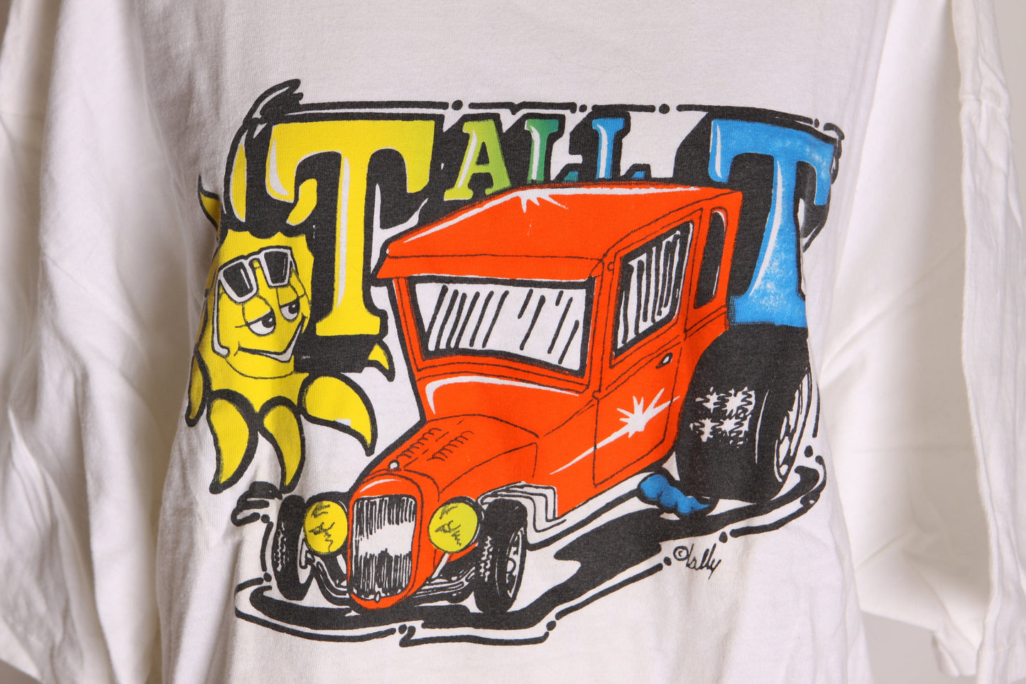 1990s White Single Stitch Model T Tall T Car Hot Rod T Shirt by Hanes Beefy T -XXL