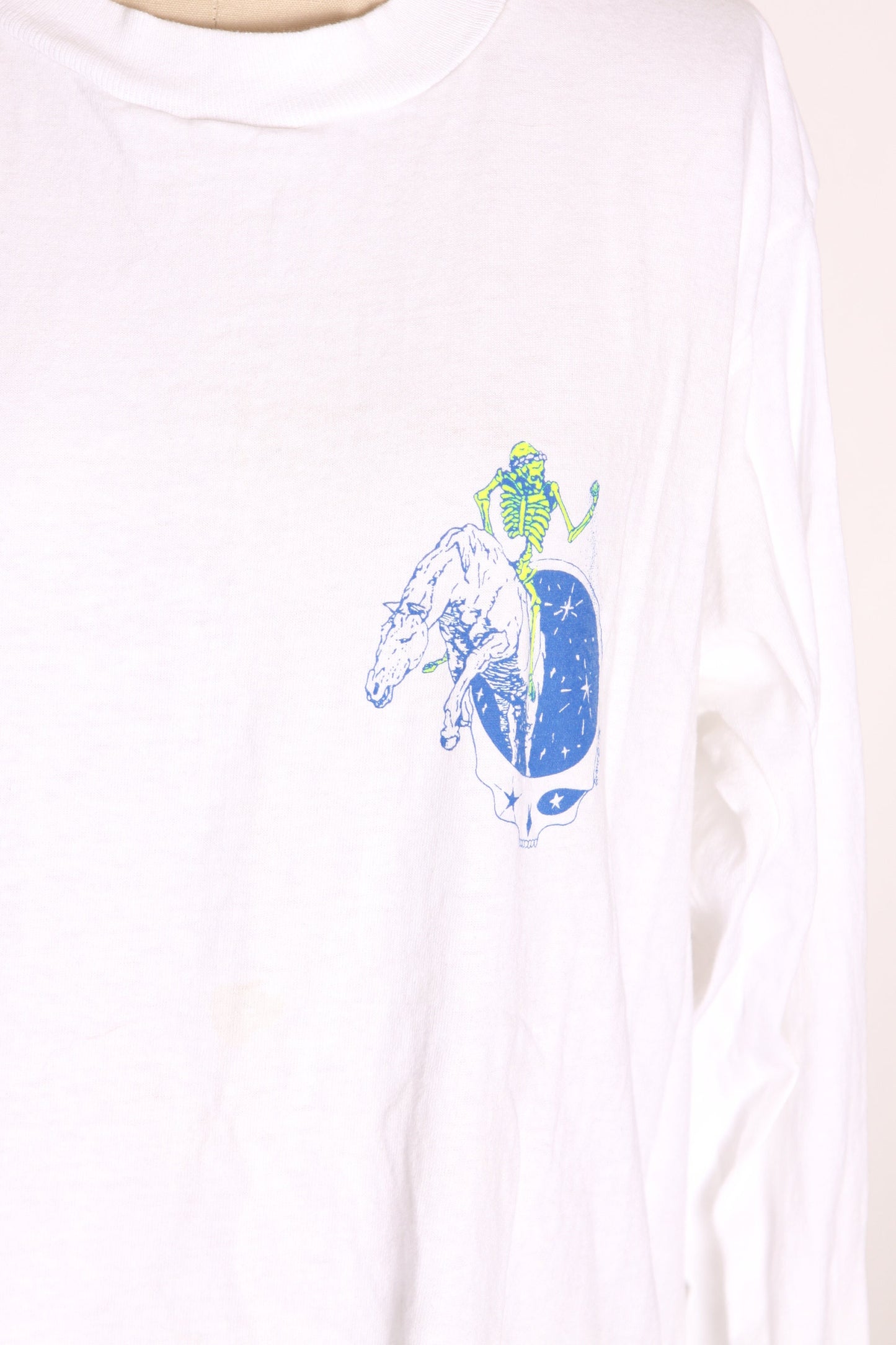 1990s 1990 White Long Sleeve Grateful Dead American Flag Dead Republic Skeleton Horse Shirt -L