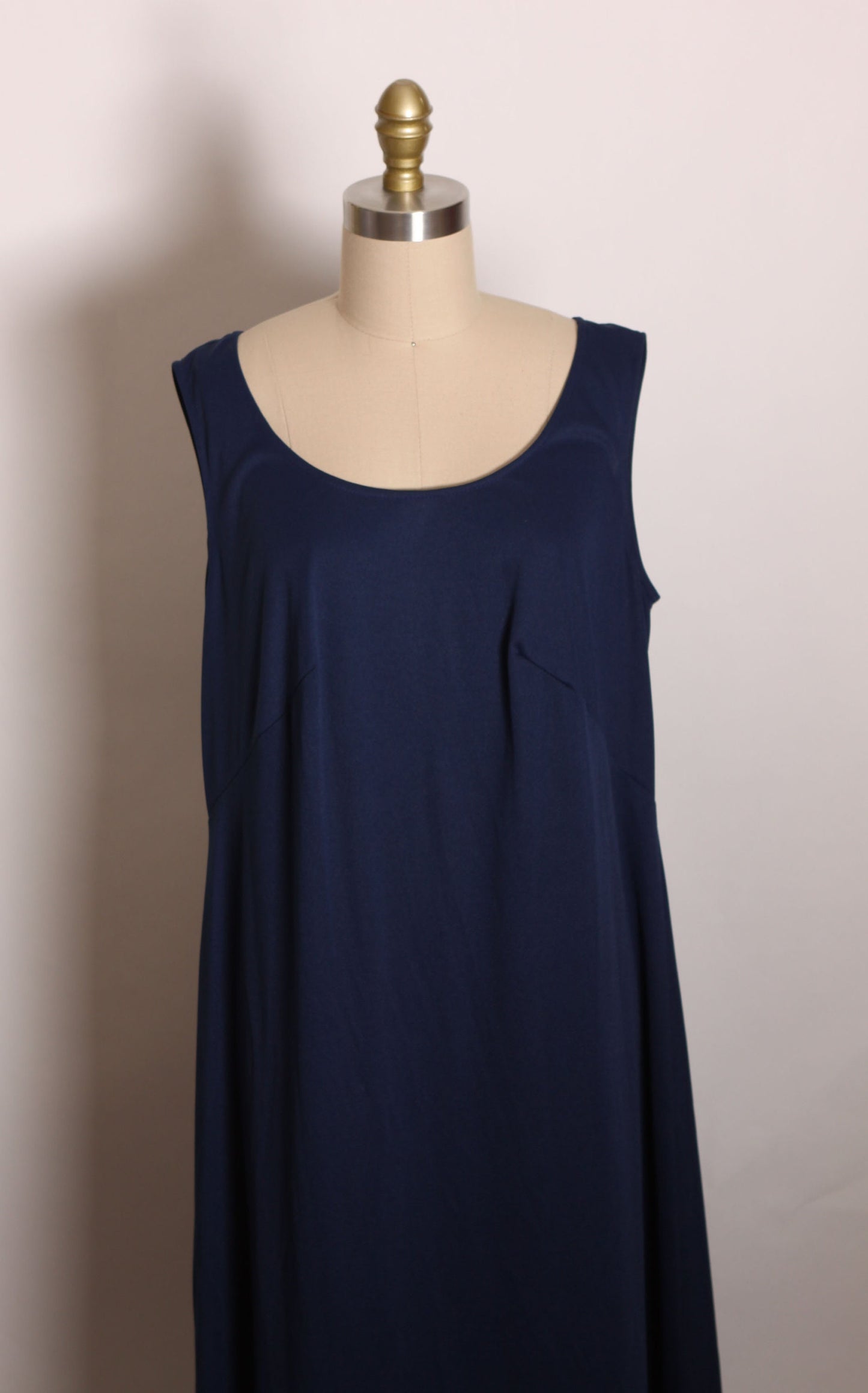 1970s Navy Blue Sleeveless Full Length Polyester Plus Size Dress with Matching Silver Spiderweb Detail Sheer Draped Caftan Cape -1XL
