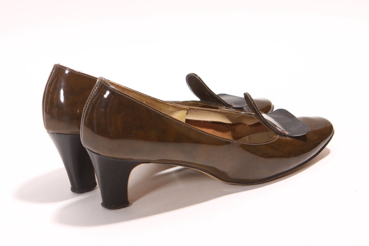 1960s Brown Swirl Detailed Toe High Heel Shoes Pumps by Antoinettes -Size 7