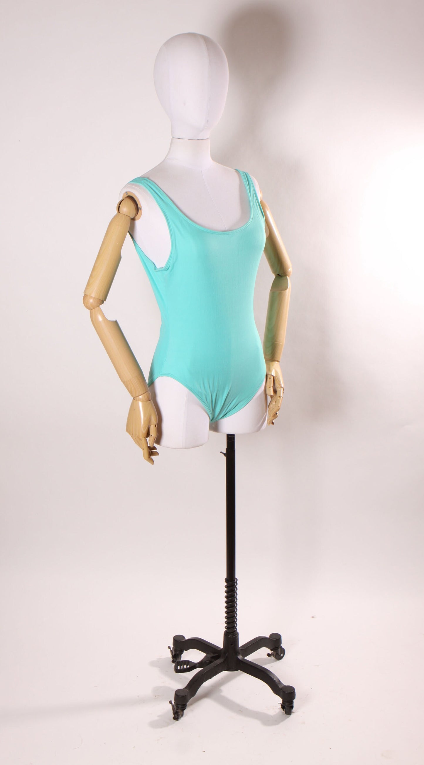 1980s 1990s Turquoise Blue One Piece Swimsuit by Quality Fashions -L