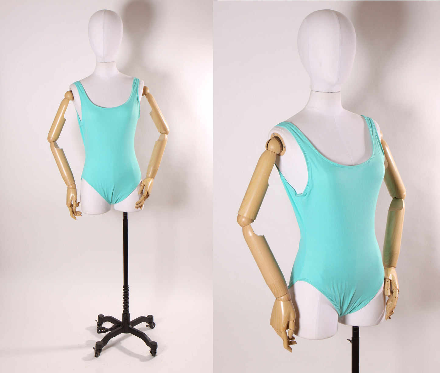 1980s 1990s Turquoise Blue One Piece Swimsuit by Quality Fashions -L