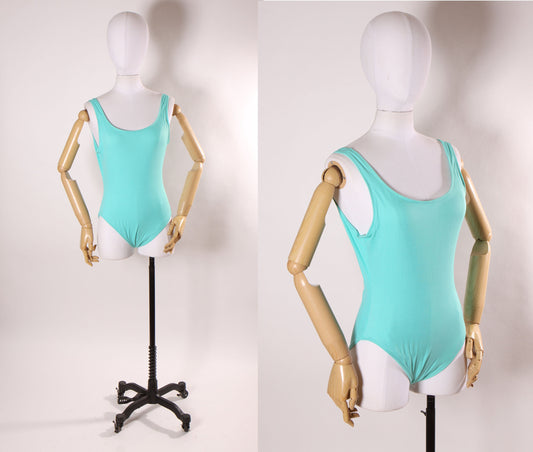 1980s 1990s Turquoise Blue One Piece Swimsuit by Quality Fashions -L