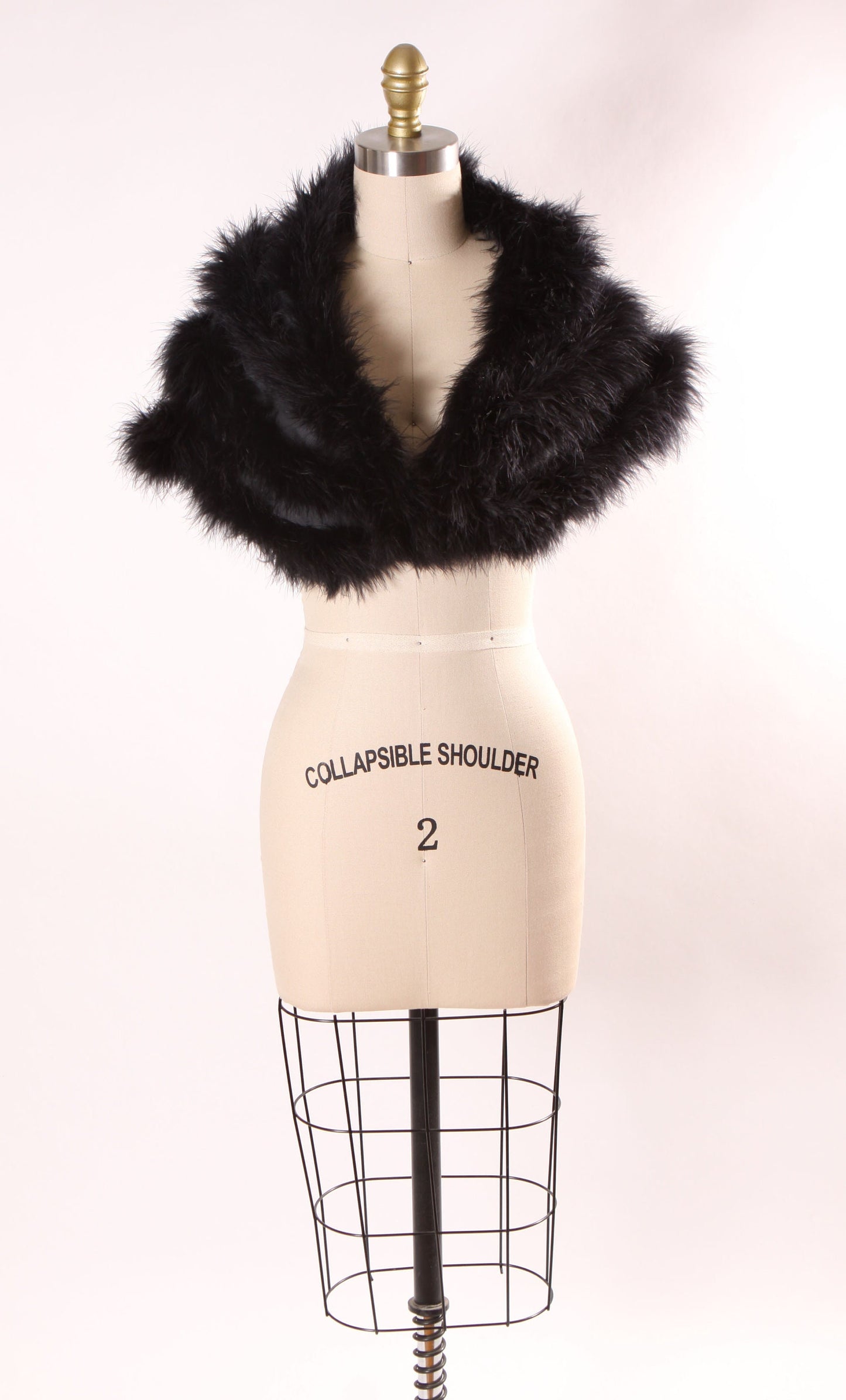Late 1960s Early 1970s Black Marabou Feather Shoulder Wrap