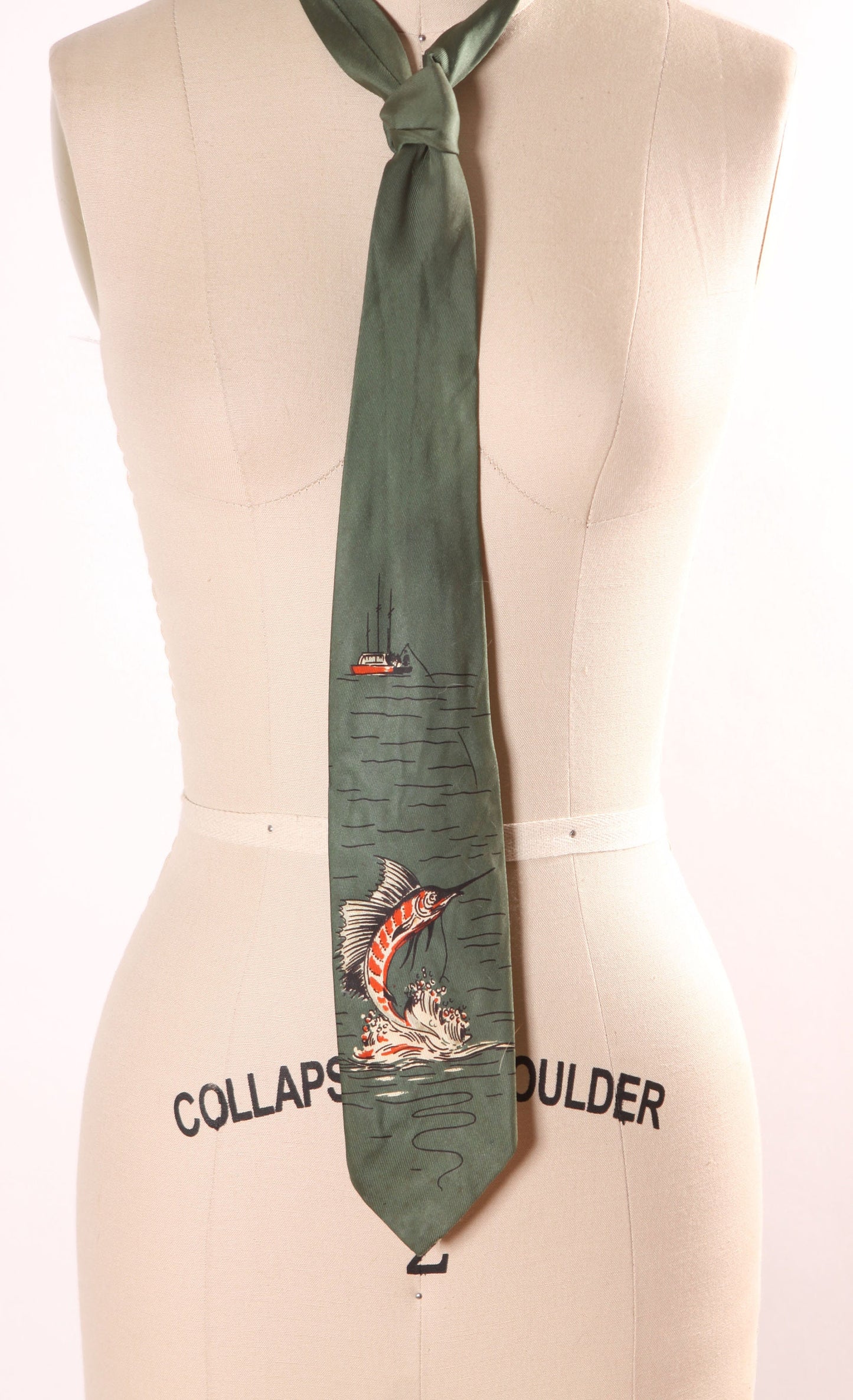 1950s Novelty Marlin Fishing Sea Nautical Necktie by Habana