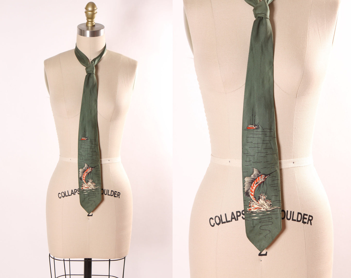 1950s Novelty Marlin Fishing Sea Nautical Necktie by Habana