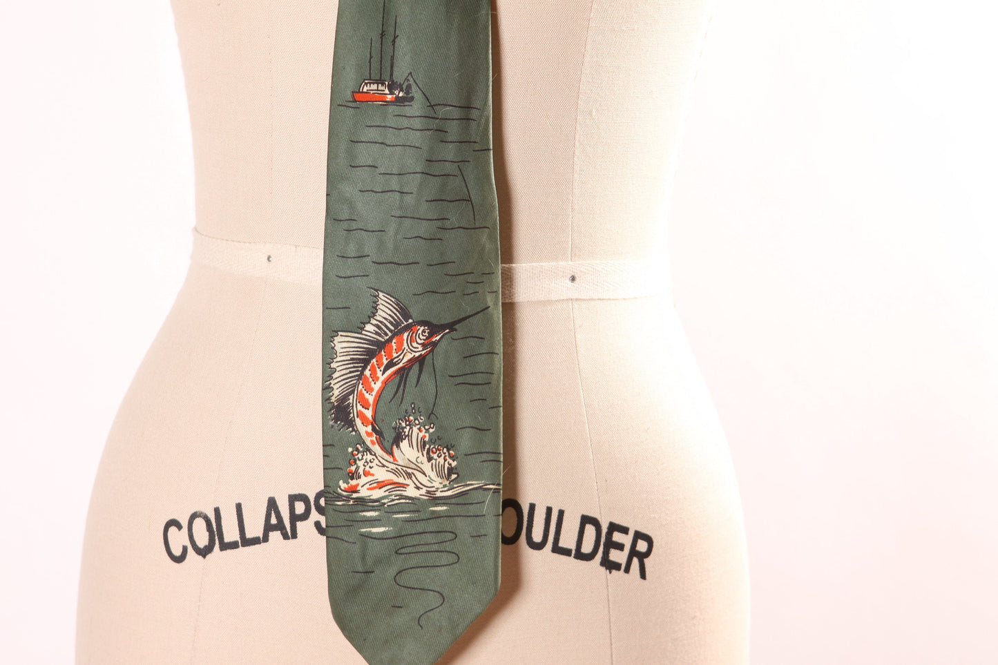 1950s Novelty Marlin Fishing Sea Nautical Necktie by Habana