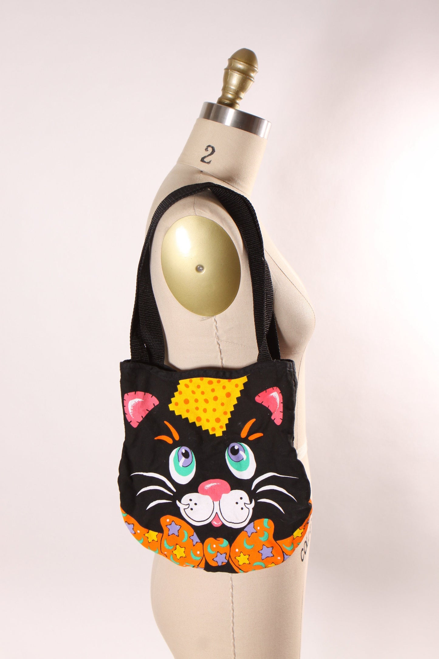 1980s Black, Orange and White Novelty Black Cat Halloween Treat Candy Bag