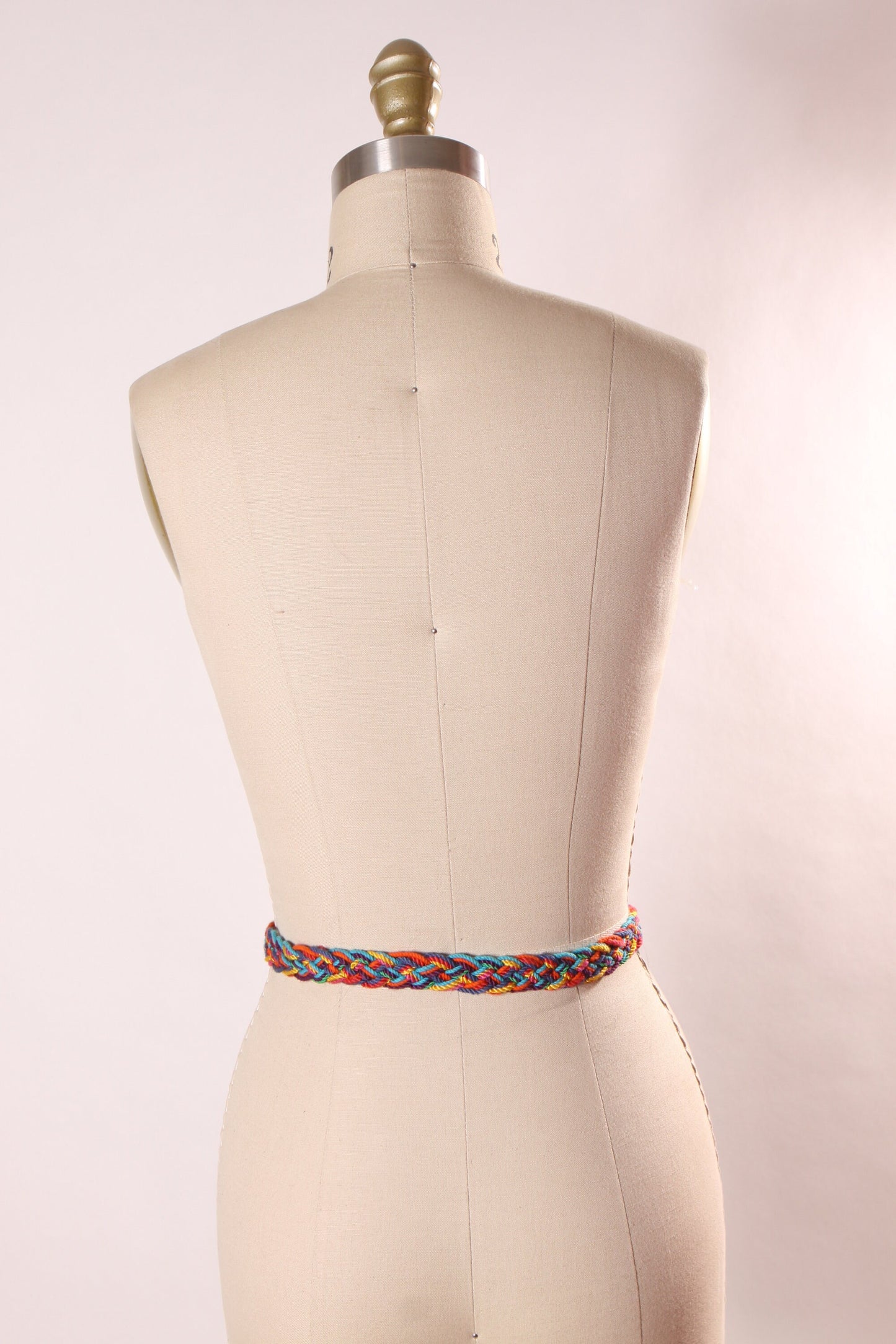 1980s Woven Rainbow and Gold Tone Adjustable Belt