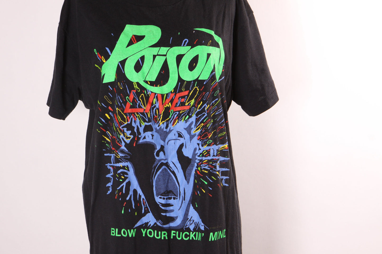 1980s 1988 Black Short Sleeve Single Stitch Poison Live Concert Tour Band T-Shirt -XL