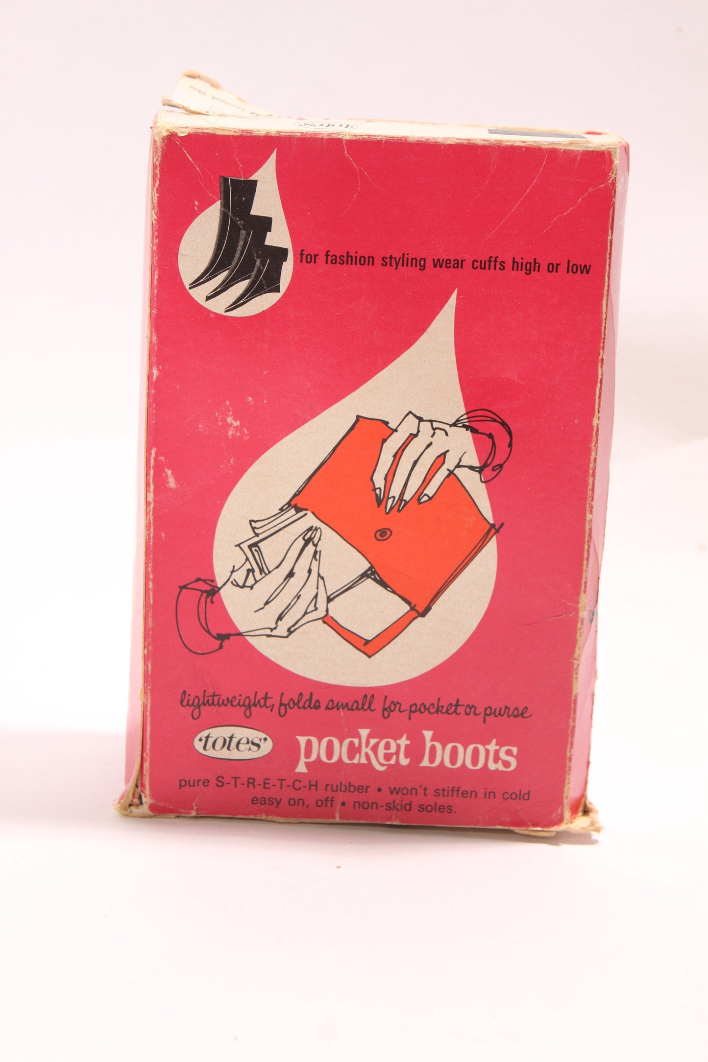 Deadstock 1960s Unworn Rubber Pocket Boots Carrying Bag Rubber Rain Boots by Totes -Size 10 Size 11