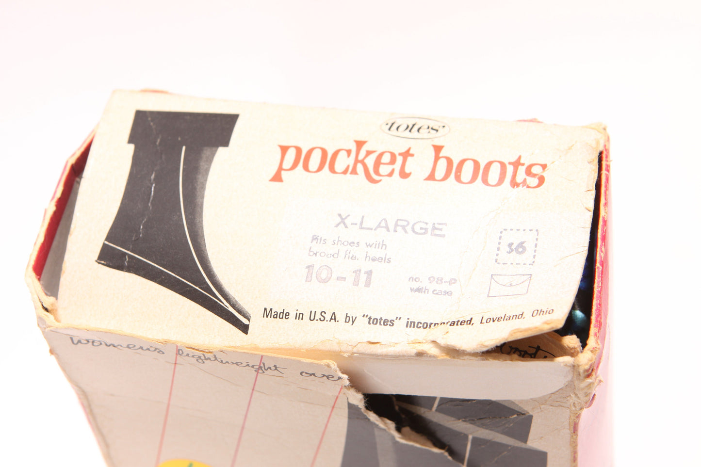 Deadstock 1960s Unworn Rubber Pocket Boots Carrying Bag Rubber Rain Boots by Totes -Size 10 Size 11