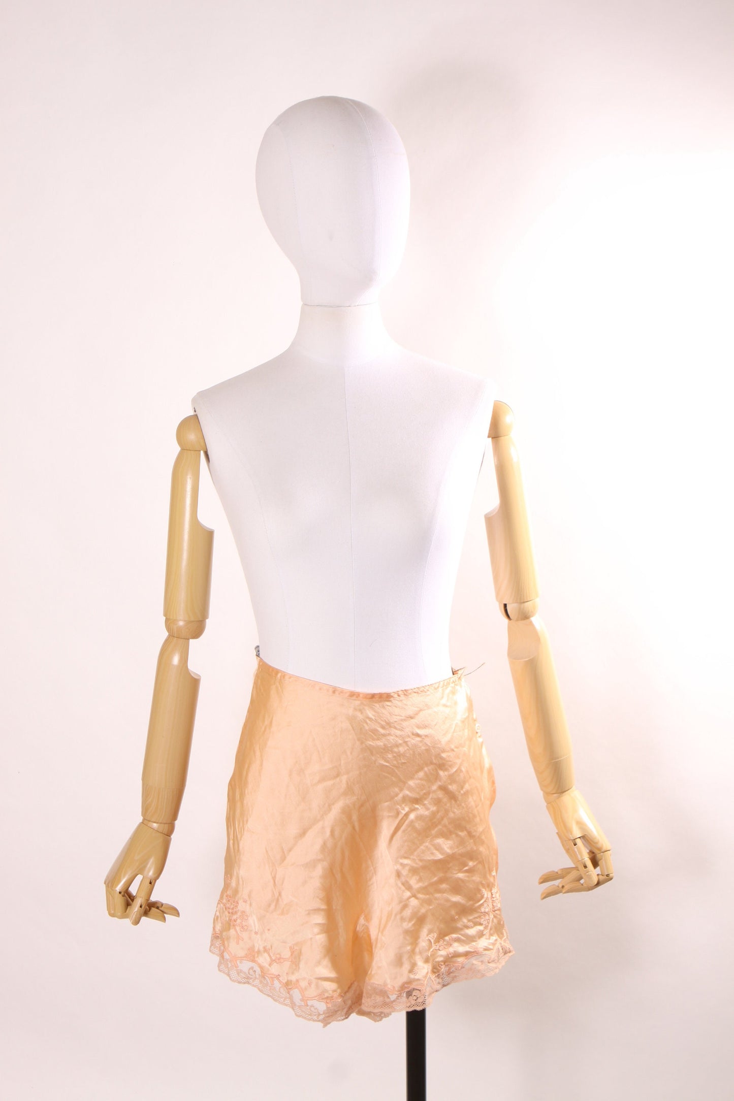 1920s Pink Beige Lace Trim Silk High Waisted Tap Pants Lingerie by Real Silk Indianapolis