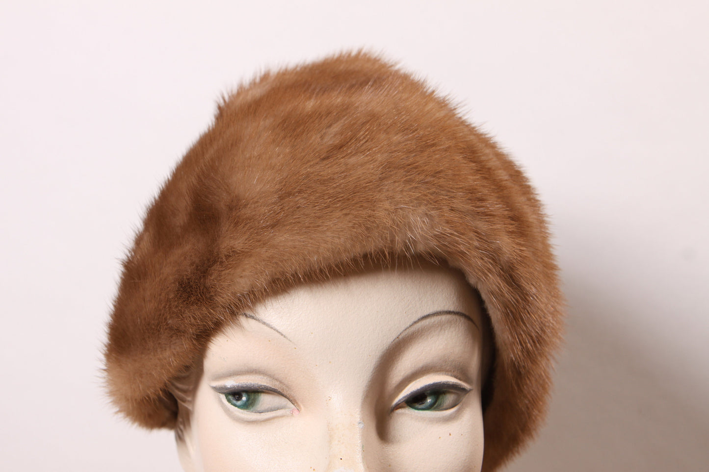 1950s Tan Brown Mink Fur Formal Winter Hat