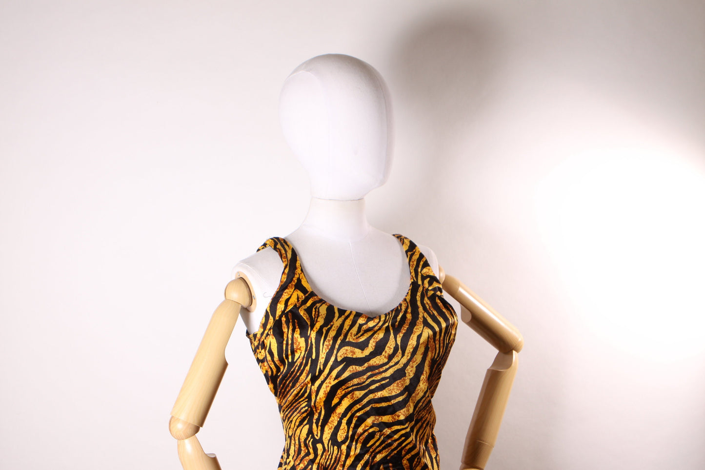 Late 1970s Early 1980s Brown and Black Tiger Stripe One Piece Swimsuit -XL