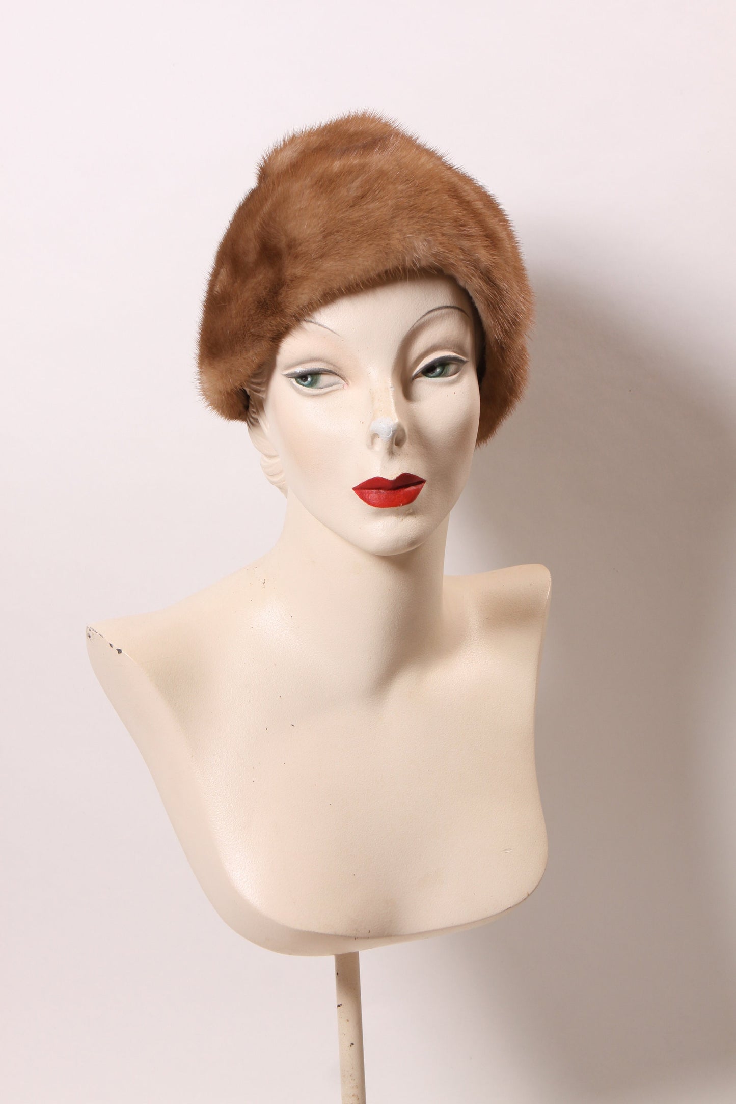 1950s Tan Brown Mink Fur Formal Winter Hat